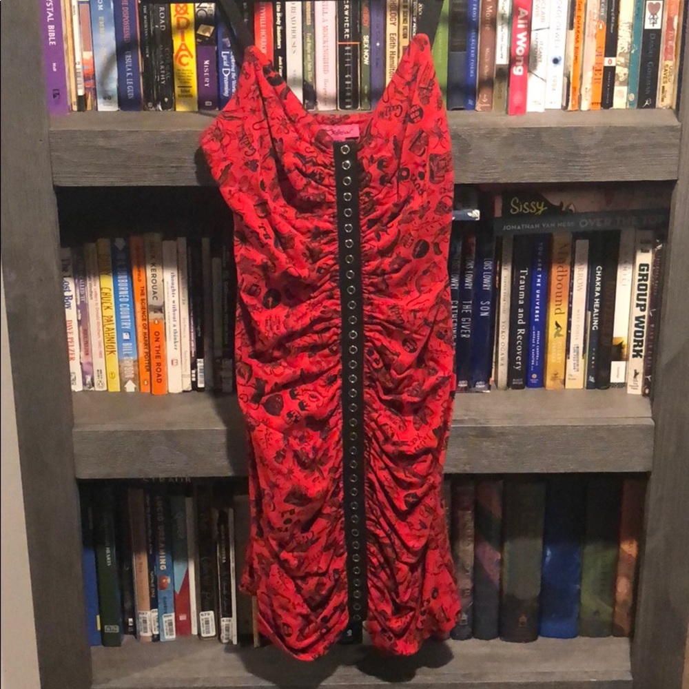 Betsey Johnson black and red rock and roll dress